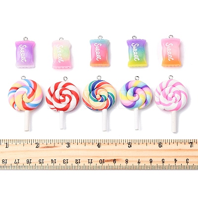 10Pcs 2 Styles Resin Pendants RESI-FP0001-31-1