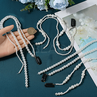 4Pcs 4 Styles Plastic Pearl with Iron Hair Clips OHAR-GF0001-36-1