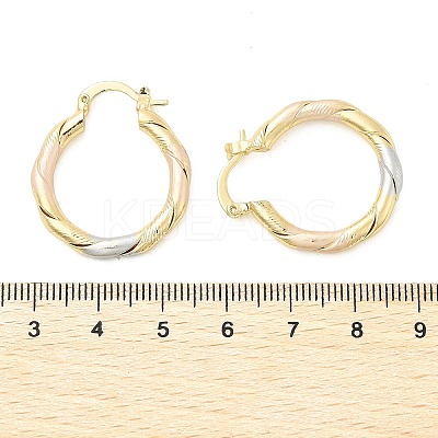 Brass Two Tone Twist Hoop Earrings LS-EJEW-B117-06A-M-1