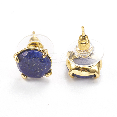 Natural Lapis Lazuli Stud Earrings EJEW-L196-05A-1