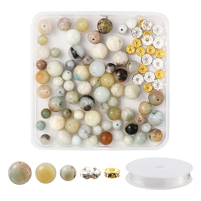 Natural Flower Amazonite Beads Bracelet DIY Making Kit DIY-FS0002-06-1