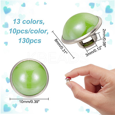 130Pcs 13 Colors 1-Hole Resin Imitation Pearls Shank Buttons BUTT-NB0001-74-1