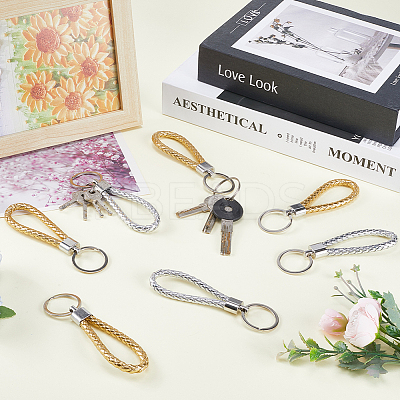 20Pcs 2 Colors Braided PU Leather Keychain KEYC-CP0001-20-1