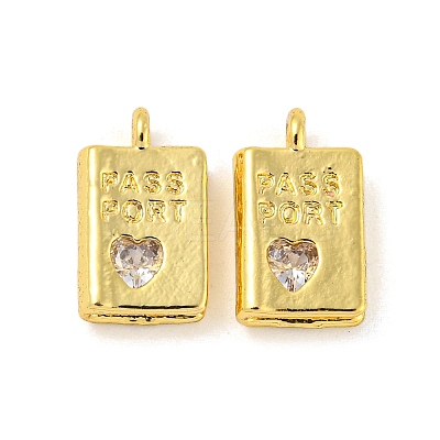 Real 18K Gold Plated Rack Plating Brass Micro Pave Cubic Zirconia Pendants KK-R153-03G-1