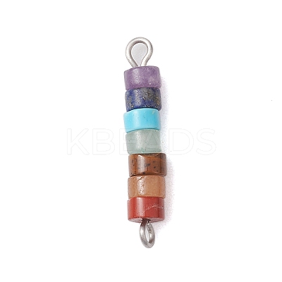 7 Chakra Mixed Gemstone Disc Beaded Connector Charms PALLOY-JF02744-01-1