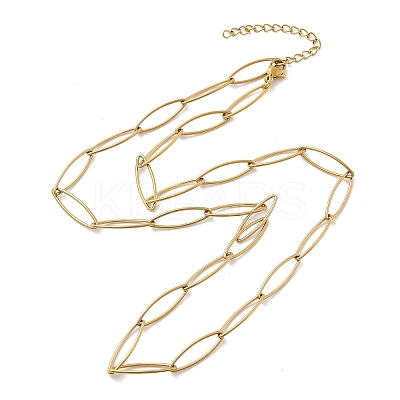 Ion Plating(IP) 304 Stainless Steel Paperclip Chain Necklace for Men Women NJEW-P272-02G-1