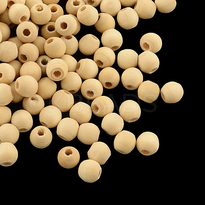 Round Unfinished Wood Beads WOOD-R253-12-LF-1