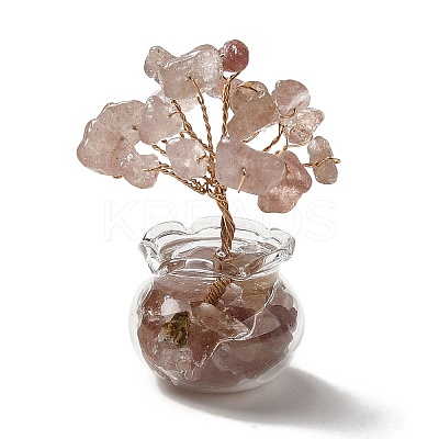 Natural Strawberry Quartz Chips Tree Decorations DJEW-Z007-02B-1