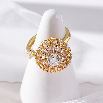 Sunflower Rotatable Open Cuff Rings for Women LS-RJEW-C118-10G-1