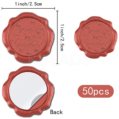 50Pcs Adhesive Wax Seal Stickers DIY-CP0010-53A-1