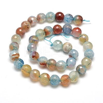 Dyed Natural Agate Faceted Round Beads Strands X-G-E268-20-1