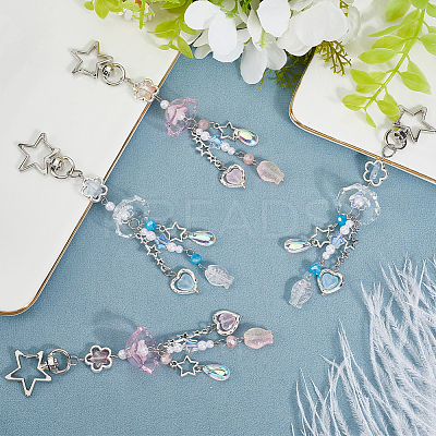 4Pcs 2 Colors Jellyfish Glass Pendant Decorations HJEW-SP0001-17-1