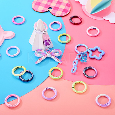 15Pcs Spray Paint Alloy Spring Gate Rings FIND-TA0010-92-1