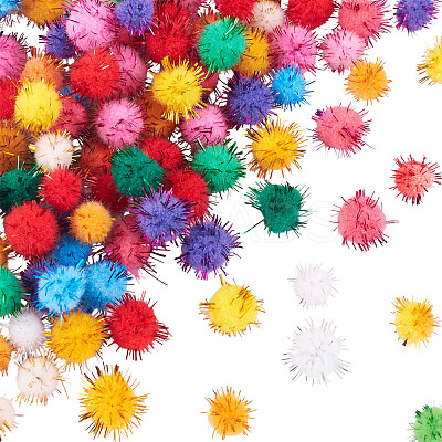 200Pcs 2 Styles Handmade DIY Doll Craft Pom Pom Yarn Pom Pom Balls AJEW-TA0002-18-1