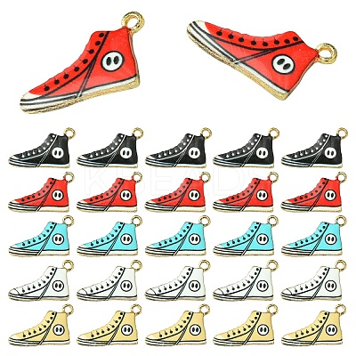 20Pcs 5 Colors Alloy Enamel Pendants ENAM-YW0004-52-1