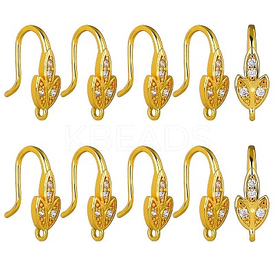 10 Pairs Brass Micro Pave Clear Cubic Zirconia Earring Hooks ZIRC-SZ0005-11-1