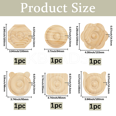 6Pcs 6 Styles Beech Wooden Jewelry Bracelet Finger Ring Diplay Holder Tray ODIS-BBC0001-03B-1