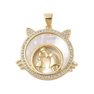 Brass Micro Pave Clear Cubic Zirconia Pendants KK-I712-51G-04-1