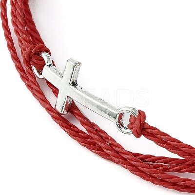 Waxed Polyester Cords Multi-strand Bracelet BJEW-JB09632-1