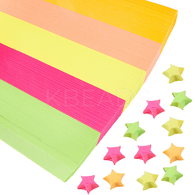 1 Set 5 Colors  Fluorescent Lucky Star Origami Paper DIY-CP0010-79B-1