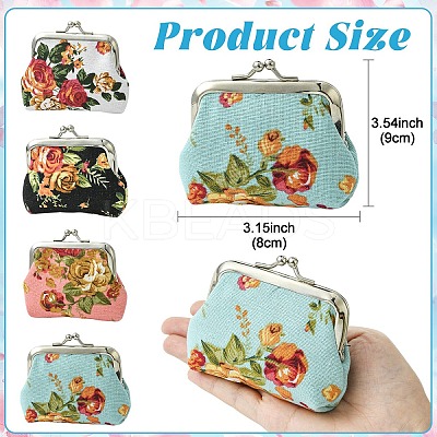 Flower Printed Cloth Wallets AJEW-YWC0001-11A-1