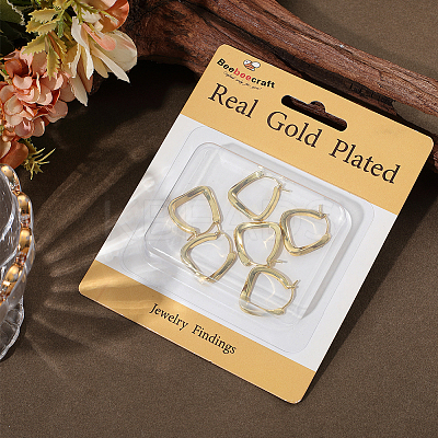 3Pairs Ion Plating(IP) 304 Stainless Steel Trapezoid Hoop Earrings for Women EJEW-BBC0001-40-1