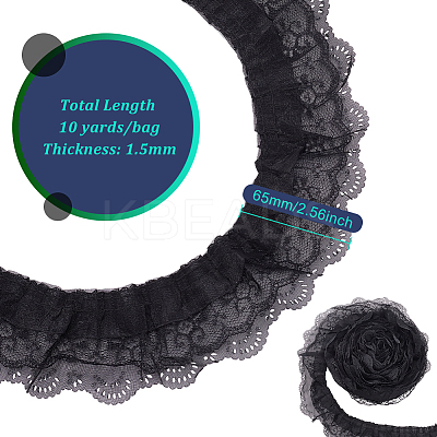 10 Yards 3-Layer Pleated Chiffon Flower Lace Trim OCOR-BC0005-27B-1