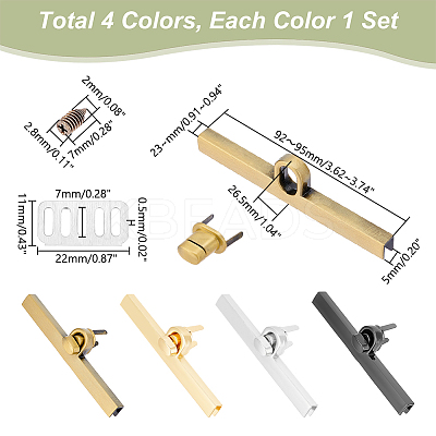 4 Sets 4 Colors DIY Zinc Alloy Purse Twist Lock Fasteners FIND-UN0003-43-1