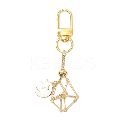 Brass Macrame Pouch Empty Stone Holder Pendant Decoration HJEW-JM03304-1