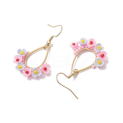 2Pairs Resin & Glass Seed Beads Teardrop Dangle Earrings EJEW-MZ00401-1