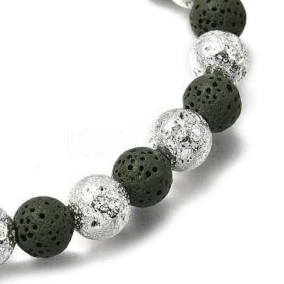 Halloween Electroplate Natural Lava Rock Bracelets BJEW-JB12332-02-1