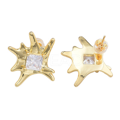 Cubic Zirconia Flower Stud Earrings EJEW-N011-73-1