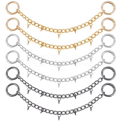 6Pcs 3 Colors Aluminium Chains Boot Strap Chains HJEW-GA00030-1