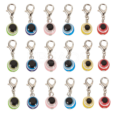 36Pcs 6 Colors Handmade Lampwork Evil Eye Pendant Decorations HJEW-TA0001-11-1