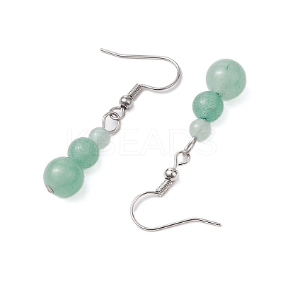 3 Pairs 3 Styles Natural Malaysia Jade & Green Aventurine & Tiger Eye Dangle Earrings EJEW-JE06131-1