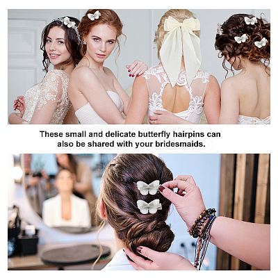 1Pc Big Bowknot Polyester Hair Barrettes & 6Pcs Butterfly Iron Alligator Hair Clips OHAR-GA0001-04-1