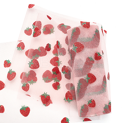 2 Rolls 2 Colors Shiny Strawberry Glitter Polyester Tulle Rolls DIY-BC0002-80-1