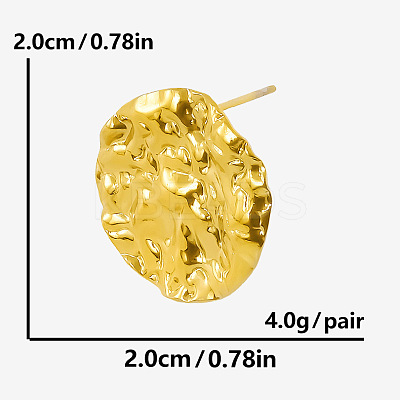 Irregular Folded Flat Round 304 Stainless Steel Stud Earrings for Women VO3388-2-1
