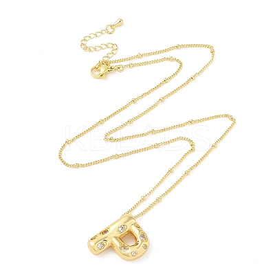 Brass Micro Pave Clear Cubic Zirconia Pendant Necklaces NJEW-Z038-01G-P-1