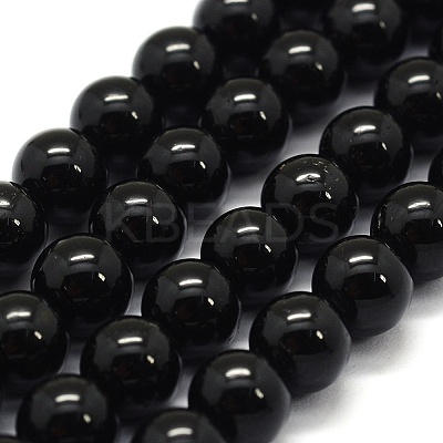 Natural Black Tourmaline Beads Strands G-G763-01-4mm-A-1