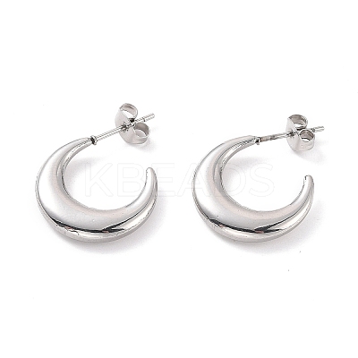 Non-Tarnish 304 Stainless Steel Crescent Moon Stud Earrings for Women LS-EJEW-F280-05C-P-1