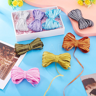 8 Bundles Polyester Glitter Power Ribbons OCOR-TA0002-93-1