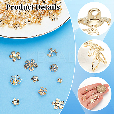 70Pcs 7 Styles Brass Bead Caps FIND-AR0005-36-1