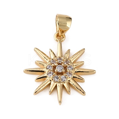 Brass Micro Pave Clear Cubic Zirconia Pendants KK-WH0035-72-1