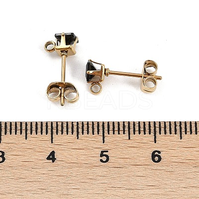 Ion Plating(IP) 304 Stainless Steel Cubic Zirconia Stud Earring Findings STAS-P373-06A-05-1