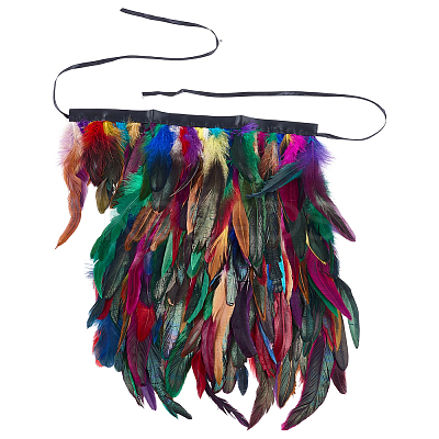 Gothic Style Natural Feather Cape AJEW-WH20067-017C-1
