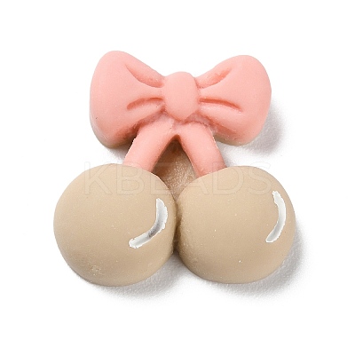 Cartoon Opaque Resin Cherry with Bowknot Cabochons LS-RESI-Q218-01D-1