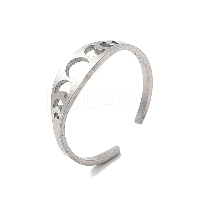Adjustable 304 Stainless Steel Cuff Rings for Women RJEW-F199-01P-1