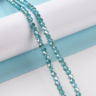 Half Rainbow Plated Glass Faceted(32 Facets) Round Spacer Beads Strands GLAA-A027-3mm-HR04-1