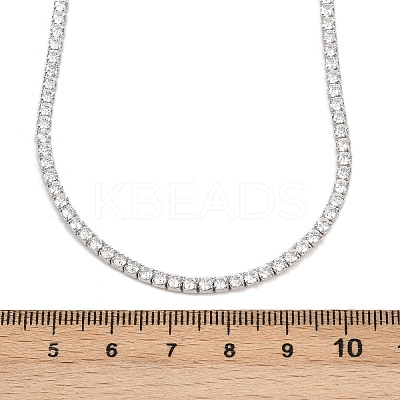 925 Sterling Silver Pave Crystal Cubic Zirconia Tennis Necklaces for Women NJEW-C096-01A-P02-1